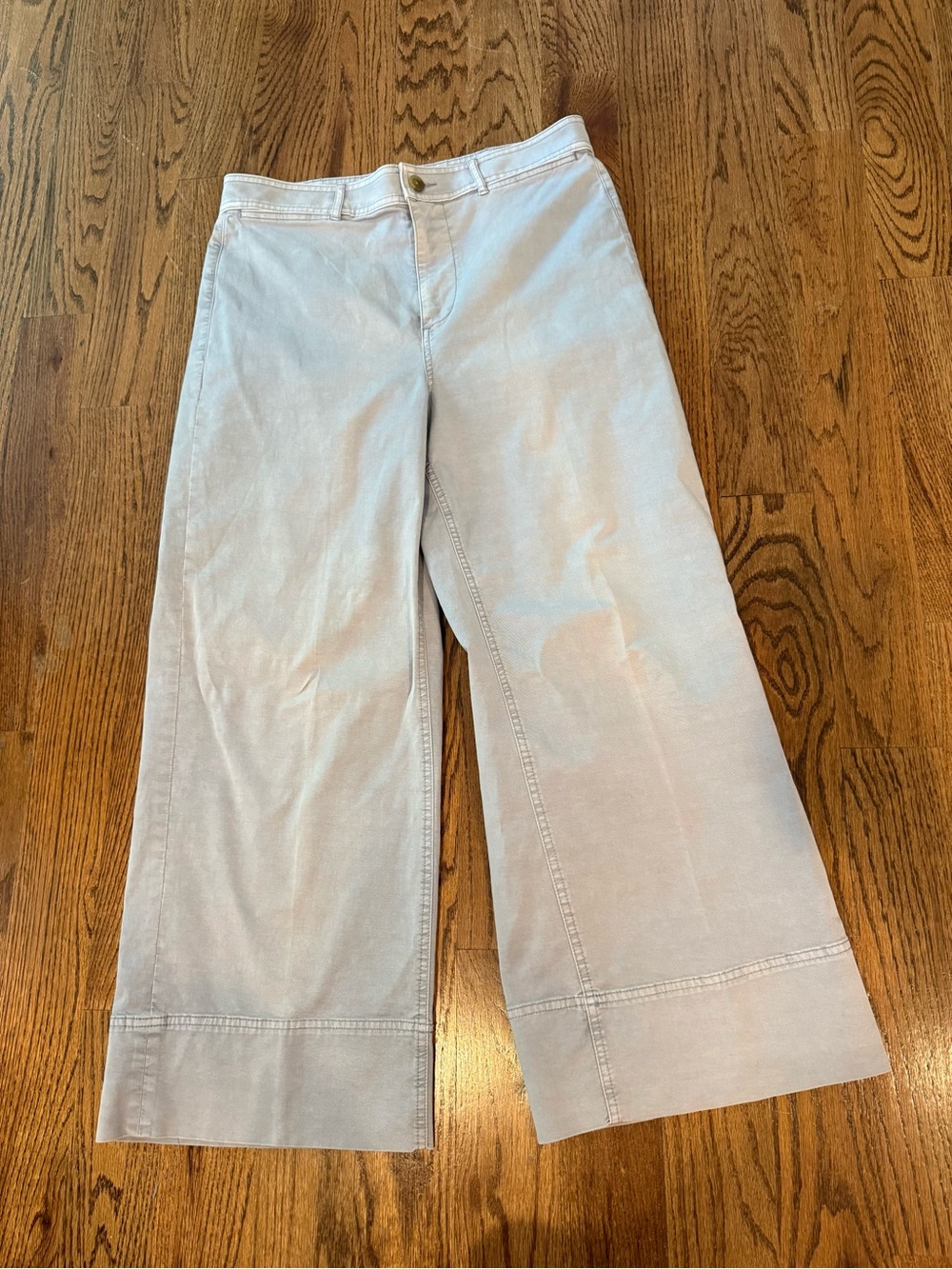 Everlane wide leg high rise women’s crop pants size 12 cotton lightish gray blue